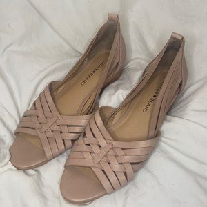 ONLY WORN ONCE- Lucky Brand Shoes, Tan/Light Pink/Beige Heeled Sandal SIZE 9 1/2